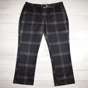 Democracy Ab Technology Plaid Pull on Belted Stretch Pants Careerwear Size 12